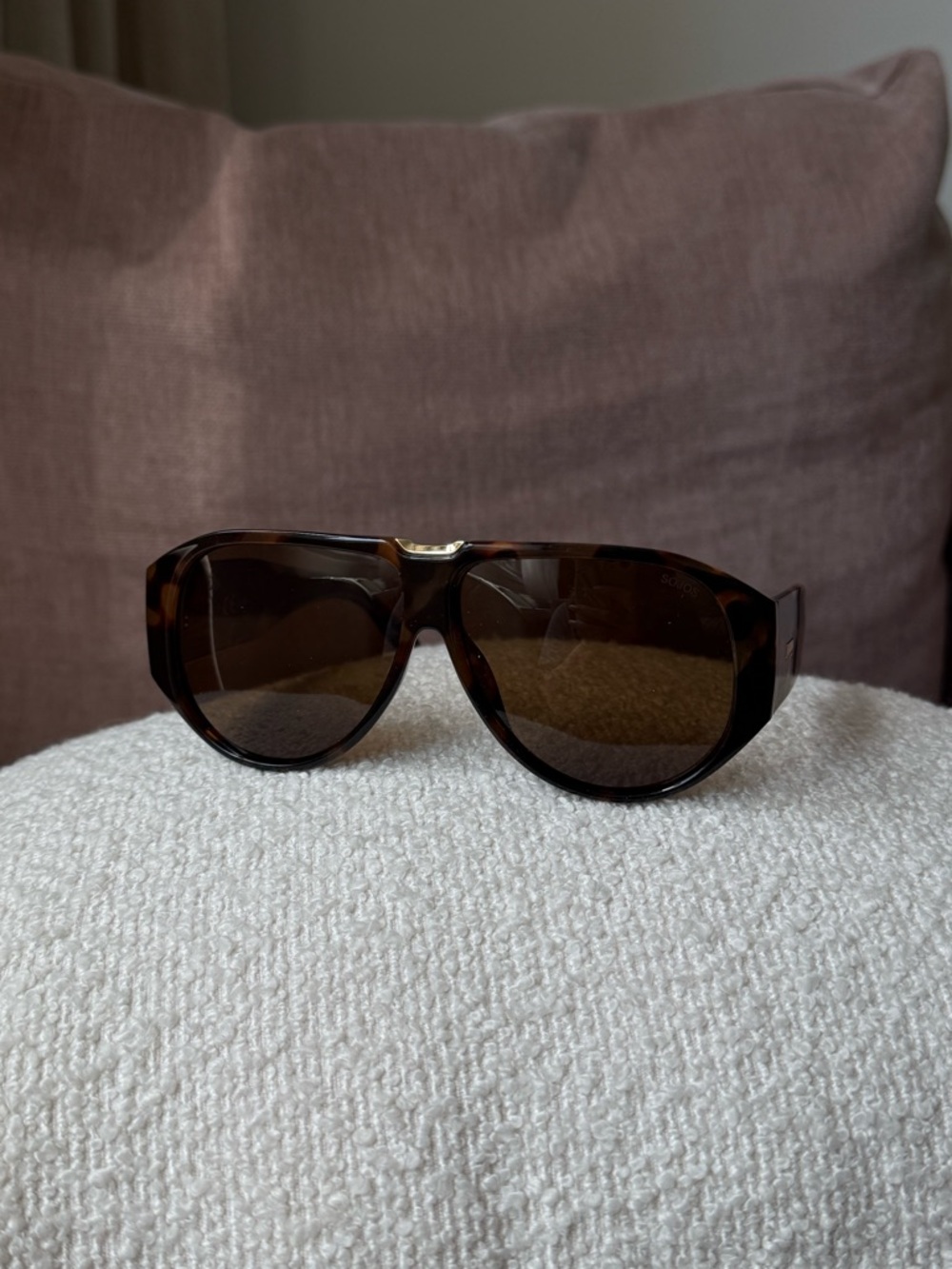 Tortoiseshell Oversized Aviator Sunglasses, SOJOS, Brown Lenses, Trendy - Picture 4 of 9